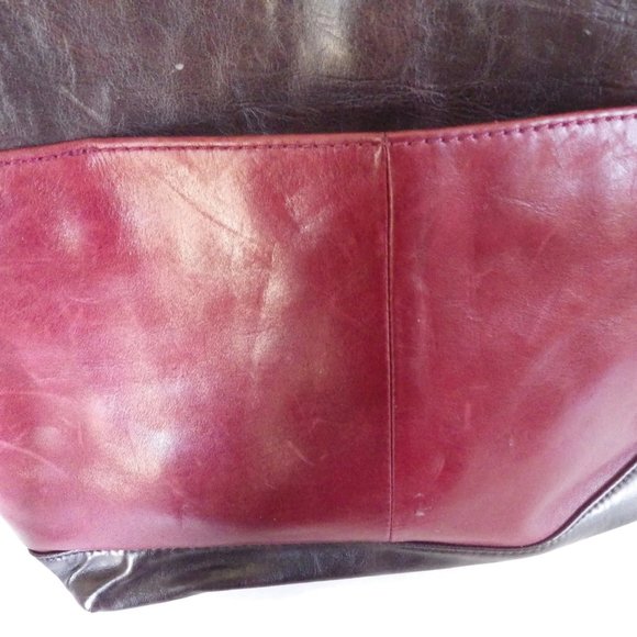 TIGNANELLO Leather Shoulder Bag/ Brown & Burgundy - Picture 3 of 8